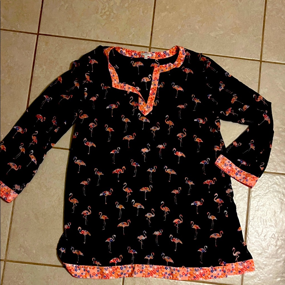 Talbots Flamingo Print swimsuit cover up
